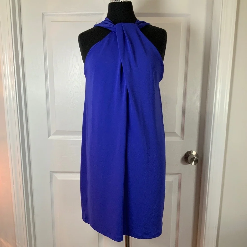Zara Halter Blue Knotted Cocktail Mini Dress Size Large New